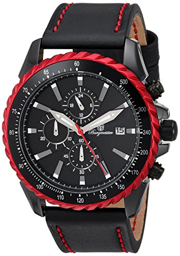 Preisvergleich Produktbild Burgmeister Armbanduhr für Herren mit Analog-Anzeige, Chronograph und Lederarmband - Wasserdichte Herrenarmbanduhr mit zeitlosem, schickem Design - klassische Uhr für Männer - BMT02-642 Cape Coral