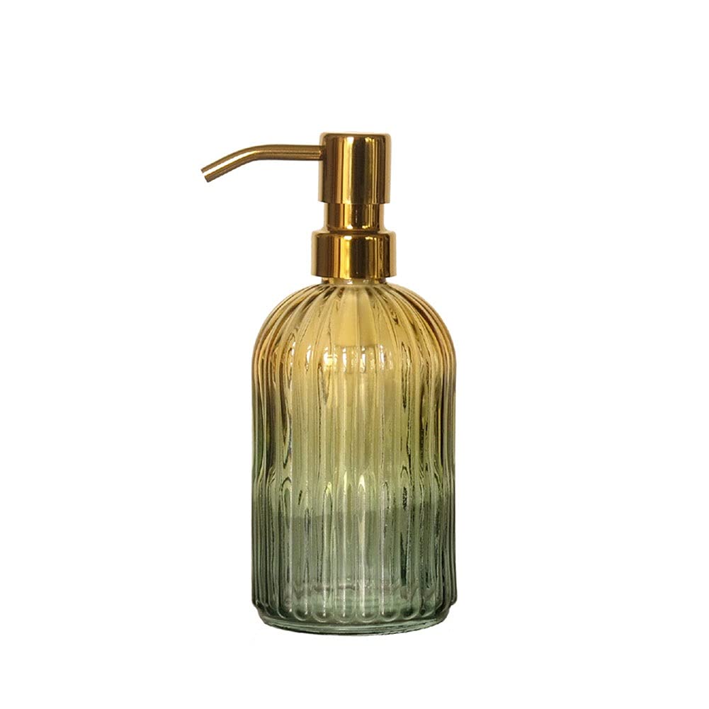 Distributeur de Savon pour Les Mains en Verre Transparent et Acier Inoxydable, Pompe à Eau Rechargeable, distributeurs de Liquide pour Salle de Bain et Cuisine