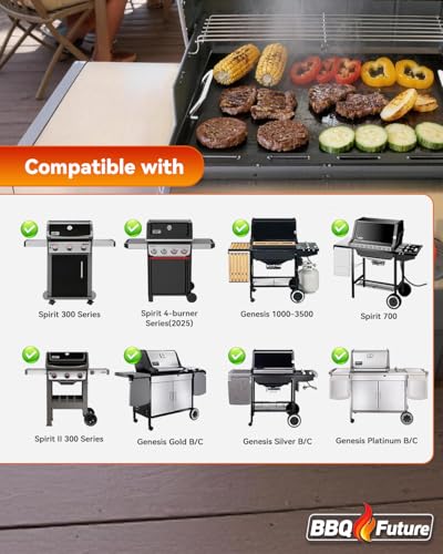 Image of 6787 Full Size Griddle Insert with Handles for Weber Spirit 400 Series (2025 Models) and Weber Spirit 300(2016-2024), Flat Top Grill Replacement for E425 S425 E435 EP425 EP435 E310 E320, Carbon Steel
