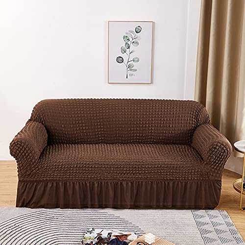 Kuber Industries Pack of 4 Sofa Cover | Two-Seater Sofa Cover | Sofa Chair Cover | Couch Cover for Hall | Universal Sofa Slipcover | Elastic Spandex Sofa Cover for Living Room | TSSC003 | Brown (B0D5V47NPM) Amazon Price History, Amazon Price Tracker