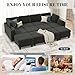 Dowiean Sectional Sleeper Sofa, 6 Seaters Modular Sleeper Sofa Couch, Comfy Sectionals Couches Bed, Convertible Sofas with Ottomans, Modular Sectional Couches for Living Room, Dark Grey