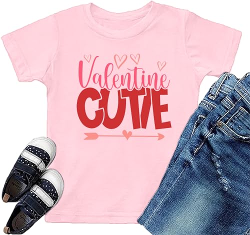 Image of VVNTY Valentines Shirts Toddler Boys Love Heart Graphic Tee Funny Letter Print Tops
