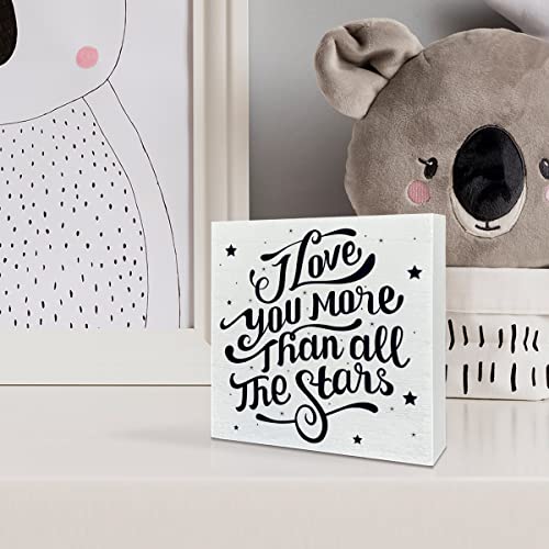 Nkbinlili LWBS Nursery Room Wooden Box Sign, I Love You More Than All The Stars thumb #3