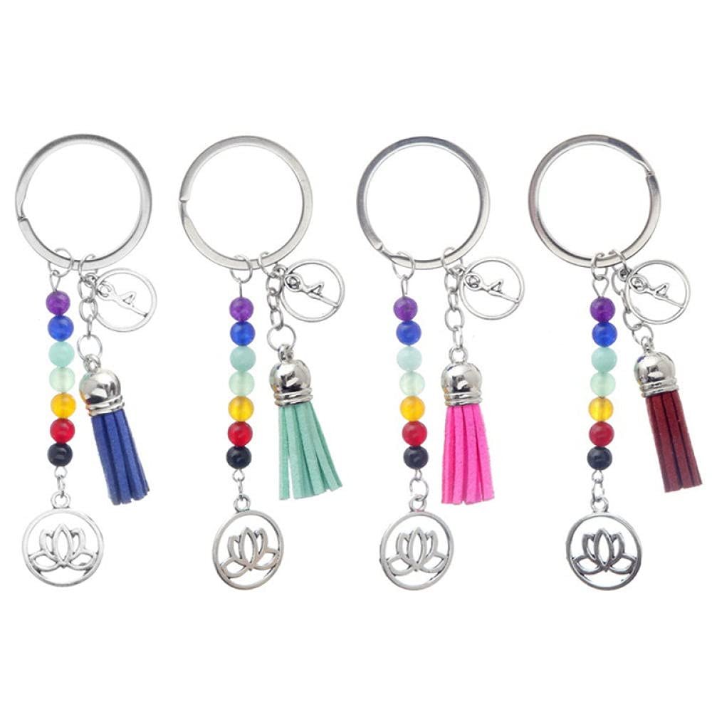 BATLAM Llavero Llavero Accesorios Llaveros Lindo Borla Llavero Llavero Mujer Joyería Coche Bolso con Cuentas Llavero Decoración (Rosa Roja)