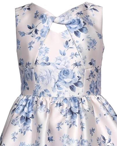 Bonnie Jean Girls Size 4-16 Blue Ivory Toile Mikado Dress2