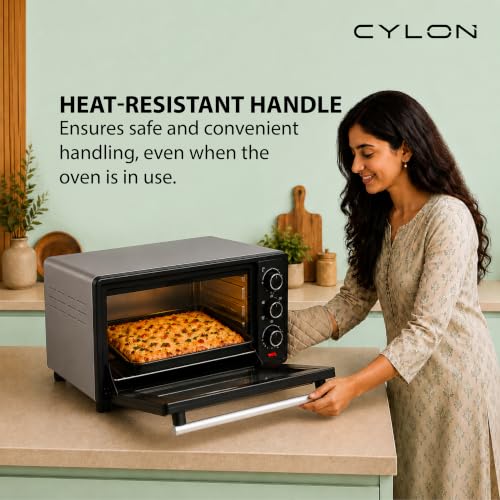 Image of CYLON OvenPro Multi-Function 28 Litre OTG for Kitchen | 1500W Oven Toaster Griller with Rotisserie, Adjustable Temperature & Timer | Bake, Grill & Toast, Oven for Baking - Silver