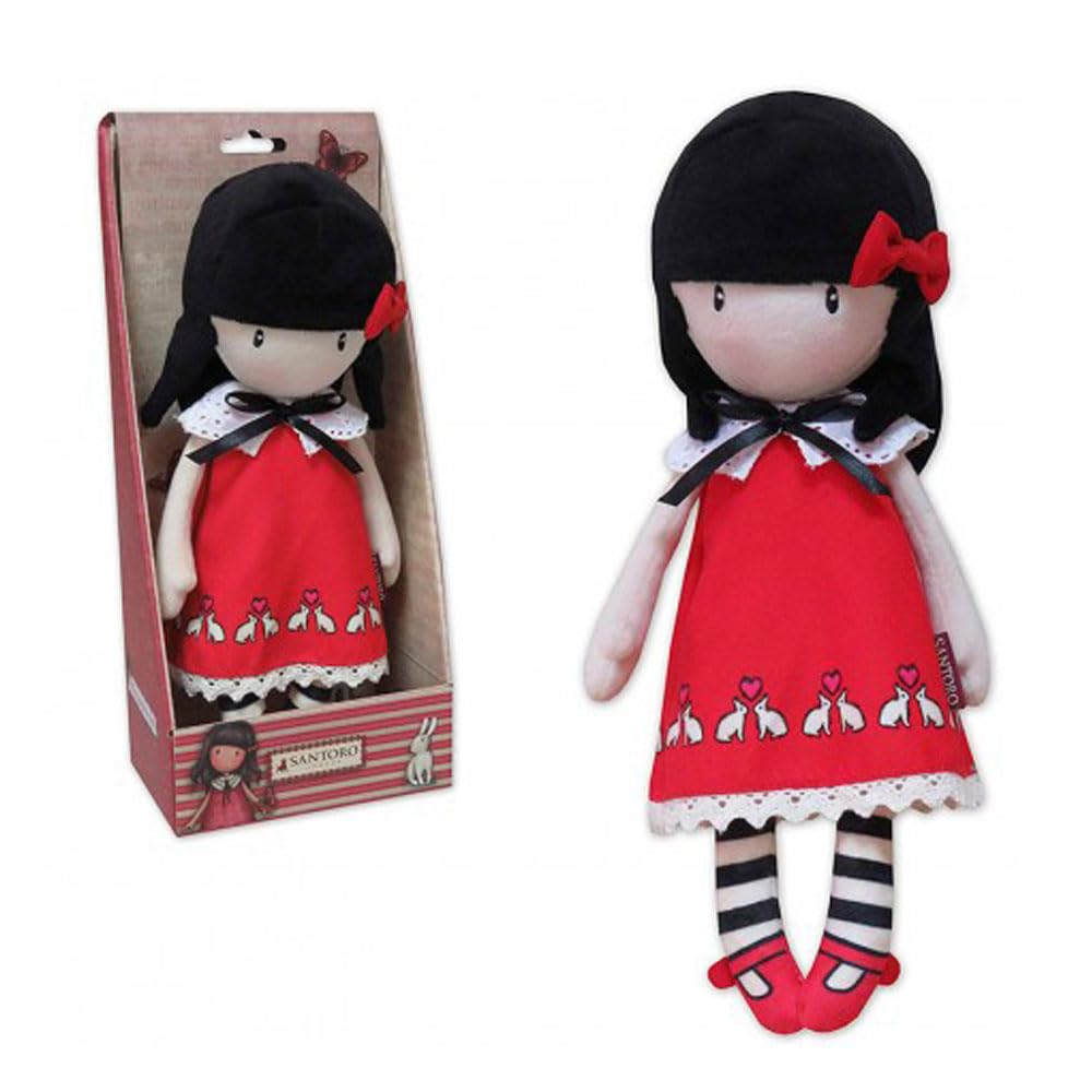 Gorjuss Muñeca de Trapo Original 30 cm – Muñeca de Tela Coleccionable Santoro London – Regalo Infantil, Decoración y Colección (Rojo)