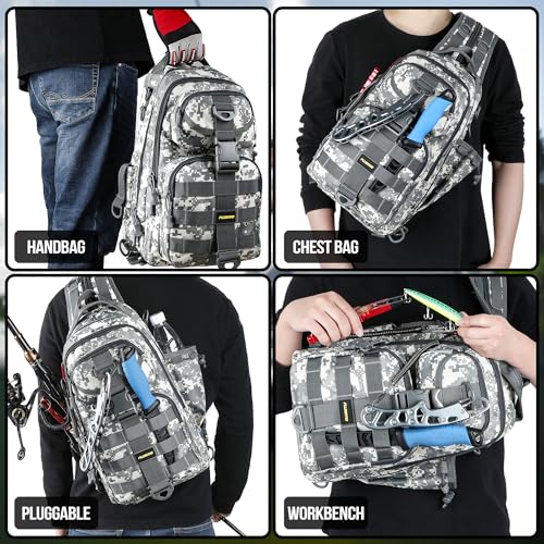 Image of PLUSINNO Fishing Backpack Tackle Bag, Water-Resistant Backpack with Rod Holder, Ideal Gifts for Men