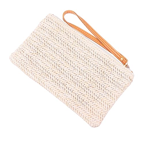 Ipetboom Elegant Straw Summer Beach Bag Women's Coin Purse Phone Handbag for Outdoor