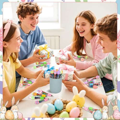 LiYiQ 50 bolígrafos multicolor 4 en 1 diseño Pascua miniatura 6