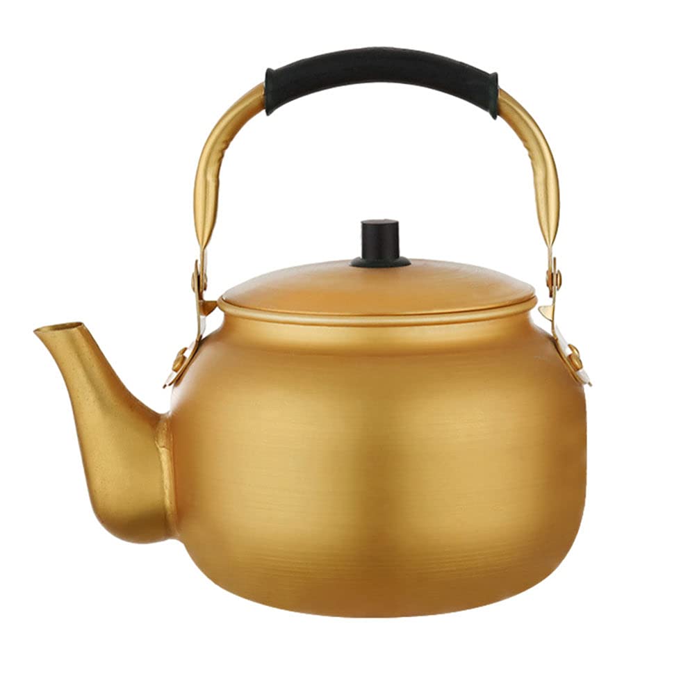 TOPBATHY Aluminum Teapot Camp Kettle Fast Boiling Heat Water Tea Pot for  Boiling Water Tea Coffee Camping Travel Coffee Pot Golden 2L