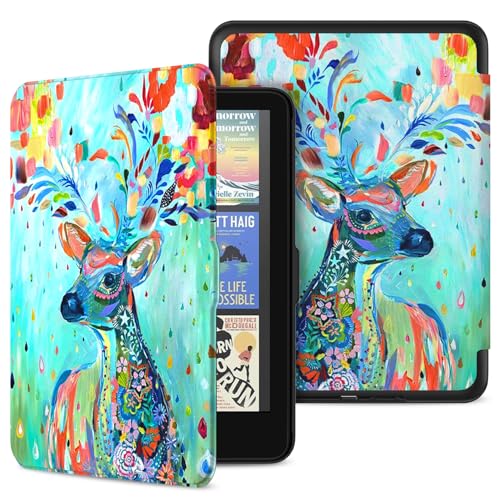 DICEKOO Case for 7' E-Reader Signature Edition 1st Gen & Signature Edition 12th Gen 2024 Release, Premium PU Leather Cover with Auto Sleep Wake, Not for Remarkable or Nook - Lucky Deer