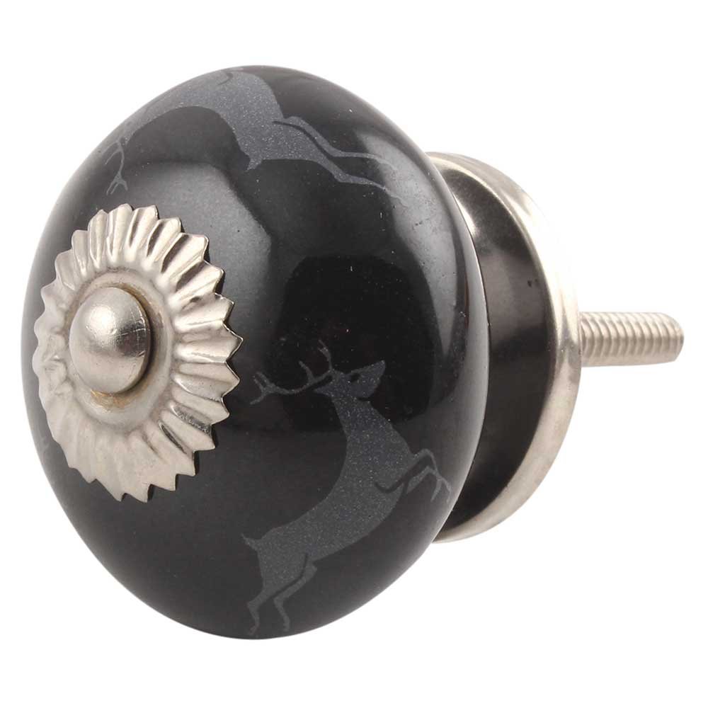 IndianShelf 2 Piece Black Running Rein Deer Ceramic Drawer Knobs for Kitchen Cabinet Hardware Decorative Door Pulls Dresser Luxurious Wardrobe (B07C6N1V4X) Amazon Price History, Amazon Price Tracker