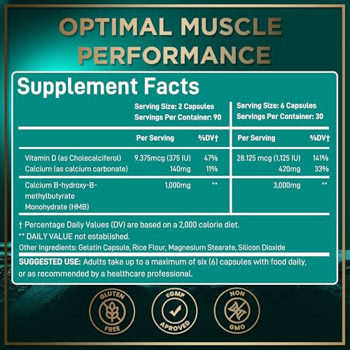 Image of WILD FUEL 3,000mg HMB Supplement Plus Vitamin D3 - Muscle Growth, Strength, Fast Workout Recovery HMB Supplements for Men and Women - Calcium Beta-Hydroxy Beta-Methylbutyrate - 180 Capsules