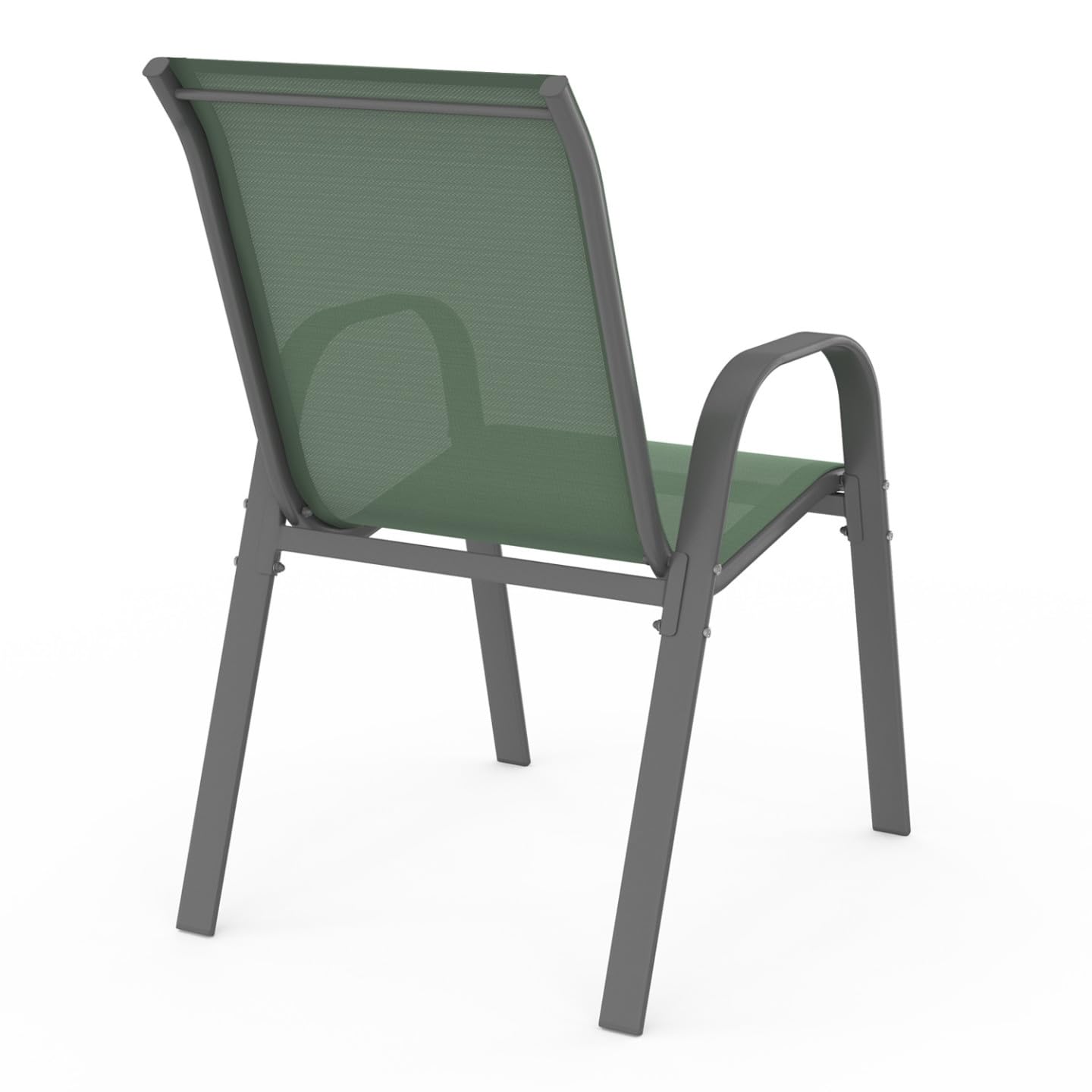 IDMarket - Lot de 6 chaises de Jardin LYMA métal et textilène empilables Vert Olive et Gris