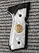 CTG Custom Grips for Beretta 92 FS,White Pearl Resin with Gold Medallion,Black Wood Texture,Fits 92FS, 92F, 92A1, M9, M9A1 – Full Size Grip Panels