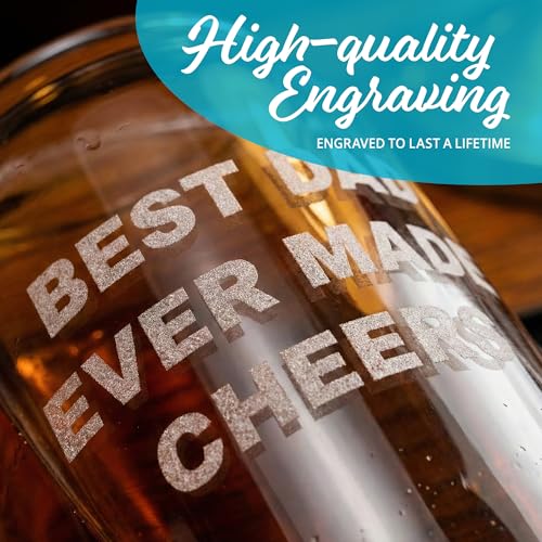 Image of Personalized Beer Glass for Men - 20 oz Custom Beer Glass (3 Line Text) - Engraved Pint Glasses - Custom Glass Cup - Gift Ready Box - Groomsmen, Father's Day, Birthday Gift