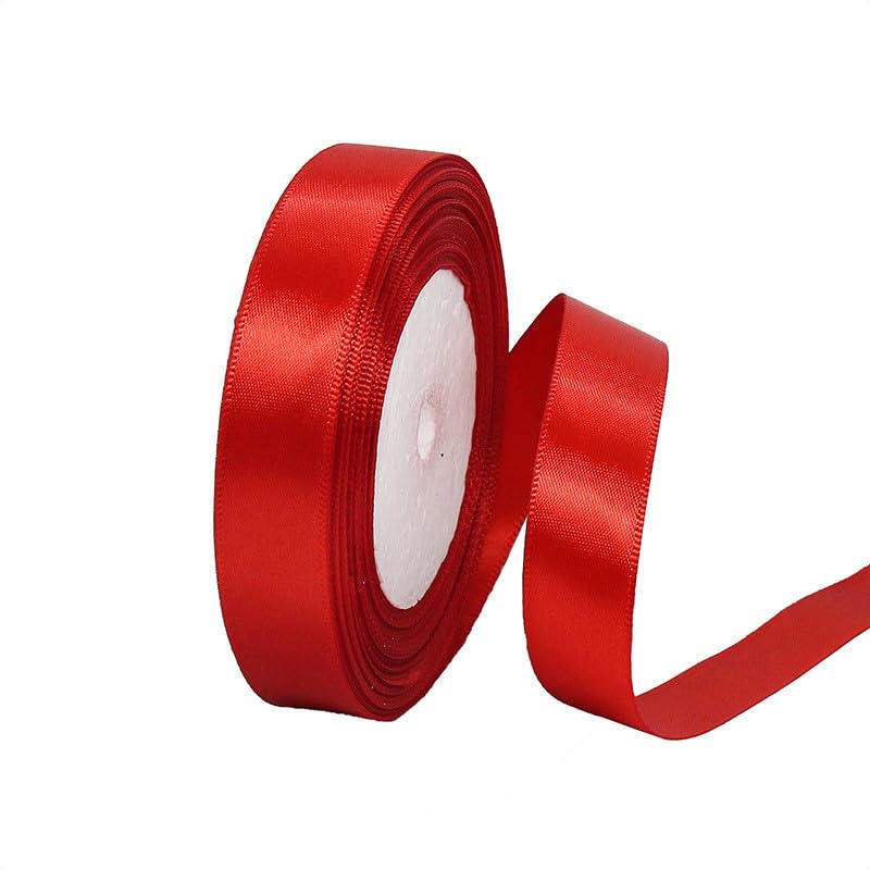 20mm Red Ribbon for Gift Wrapping 22MSingle-Sided Satin Ribbon Christmas Ribbion Gift Wrapping Fabric Ribbon for Presents Bouquets Cake Wedding Decor