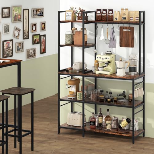 Étagère bar à café meuble de rangement cuisine avec support micro-ondes rustique - 3