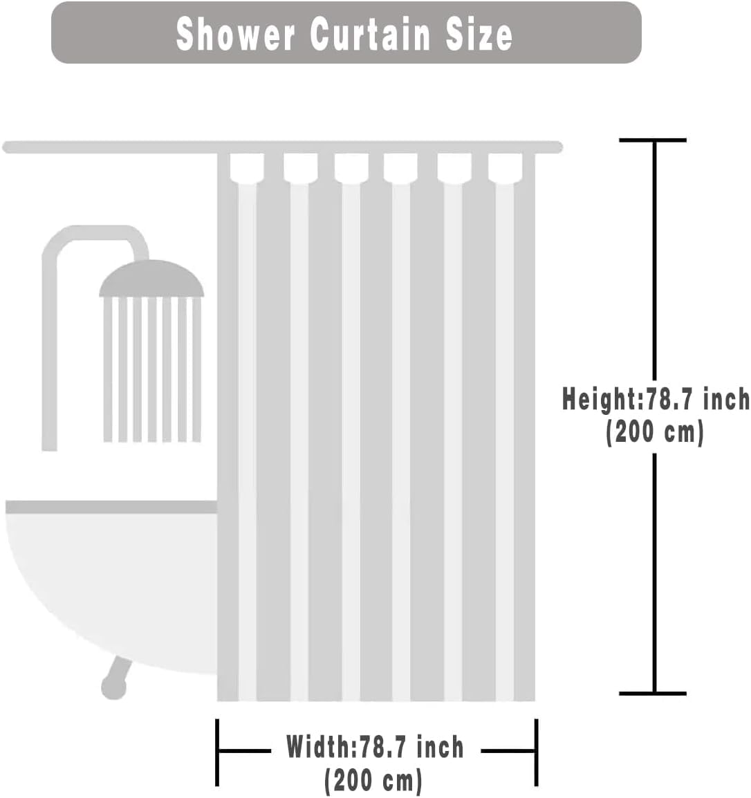 FSZhenZuan Shower Curtain 200x200cm Drop Water Repellent Shower Curtain with Hooks Washable Polyester Fabric Grey Grid Decorative Bathroom Curtains - Image 2