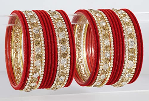 Image of NMII Non Precious Metal, Velvet and Zircon Gemstone Bangle set for Women /Girls