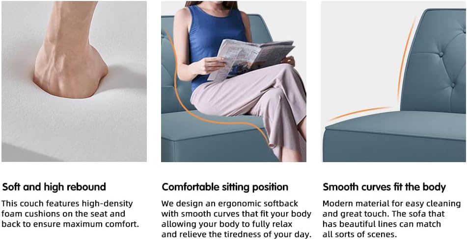 Miniatura 7 de annjoe Sofá de Dos Plazas Settee con Botones Capitoné Tapizado Sofá Respaldo con Hebilla Sofá Banqueta Banco para Comedor Sala de Estar Dormitorio