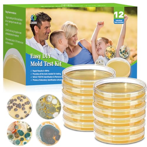 Mold Test Kit for Home-12 Simple Detection Tests，Test HVAC System,Home Surfaces,Indoor Air Quality Testing Kits，DIY Black Mold Detector at Home，Includes Detailed Mold Identification Guide