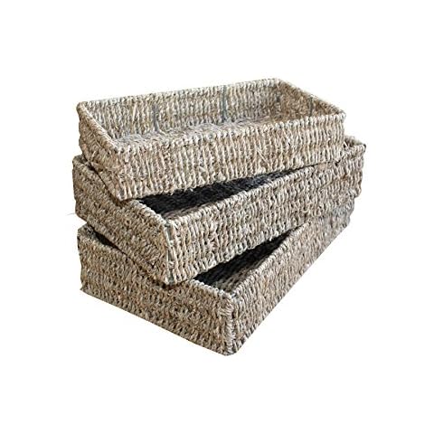 Home-ever Natural Seagrass Set of 3 Storage Baskets HE36 Cover