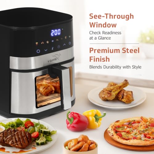 Image of V-Guard Emocia Pro Air Fryer (New Launch) | See-Through Window | 5 L Capacity for 3-5 People | 2 Year Coverage by V-Guard | Healthy Cooking | Touch Panel Control & Digital Display | Air Fryer Oven