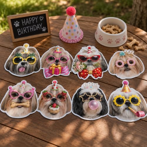 Image of Shih Tzu Birthday Banner, Dog Party Decorations Garland Shih Tzu Gifts | 8 Unique Shih Tzu Faces, Pre-Strung , Easy to Hang