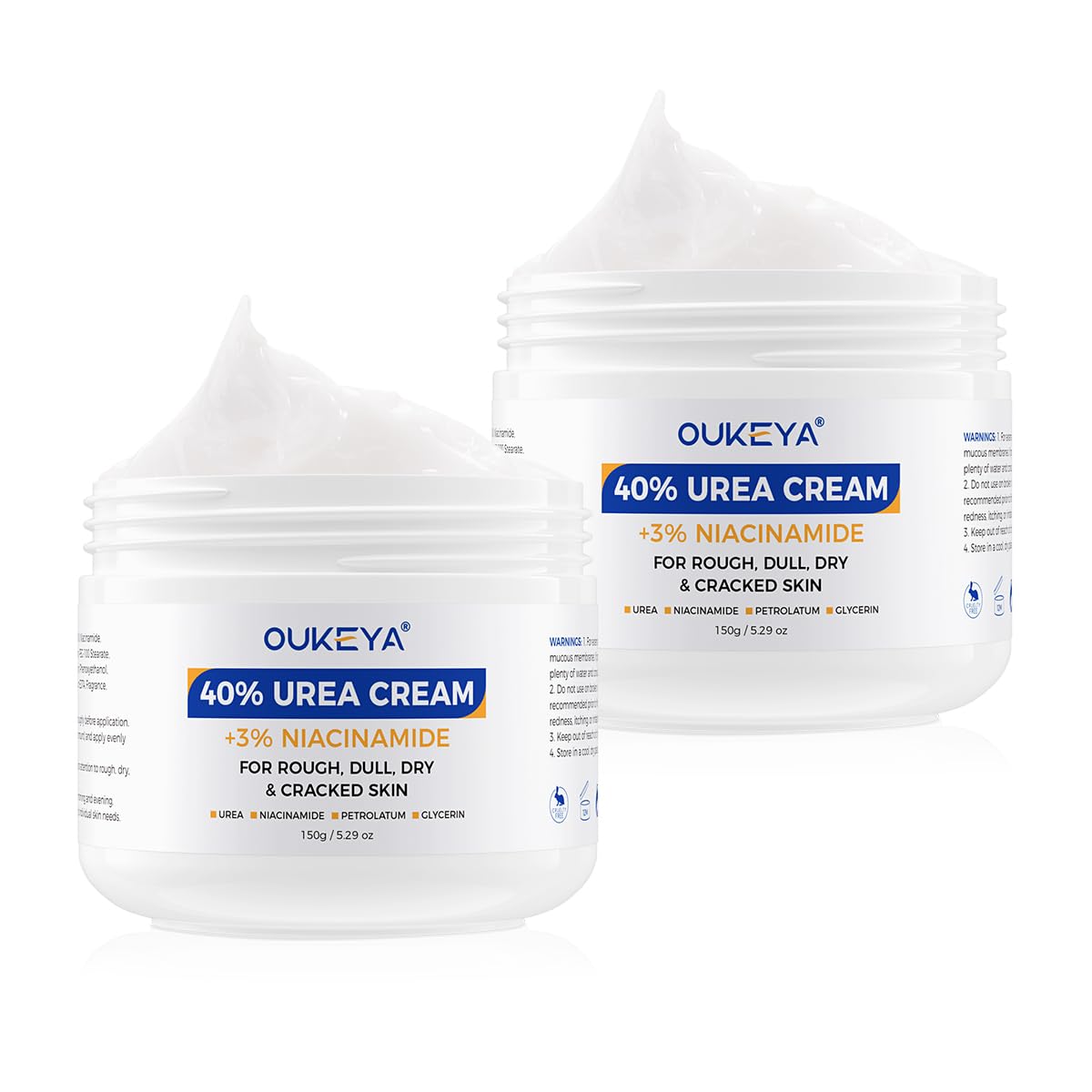 OUKEYA Crema Piedi 40% Urea & 3% Niacinamide, Trattamento Intensivo per Talloni Screpolati, Calli e Pelle Secca, Idratazione Profonda, Per Donne & Uomini (2 Pezzo)