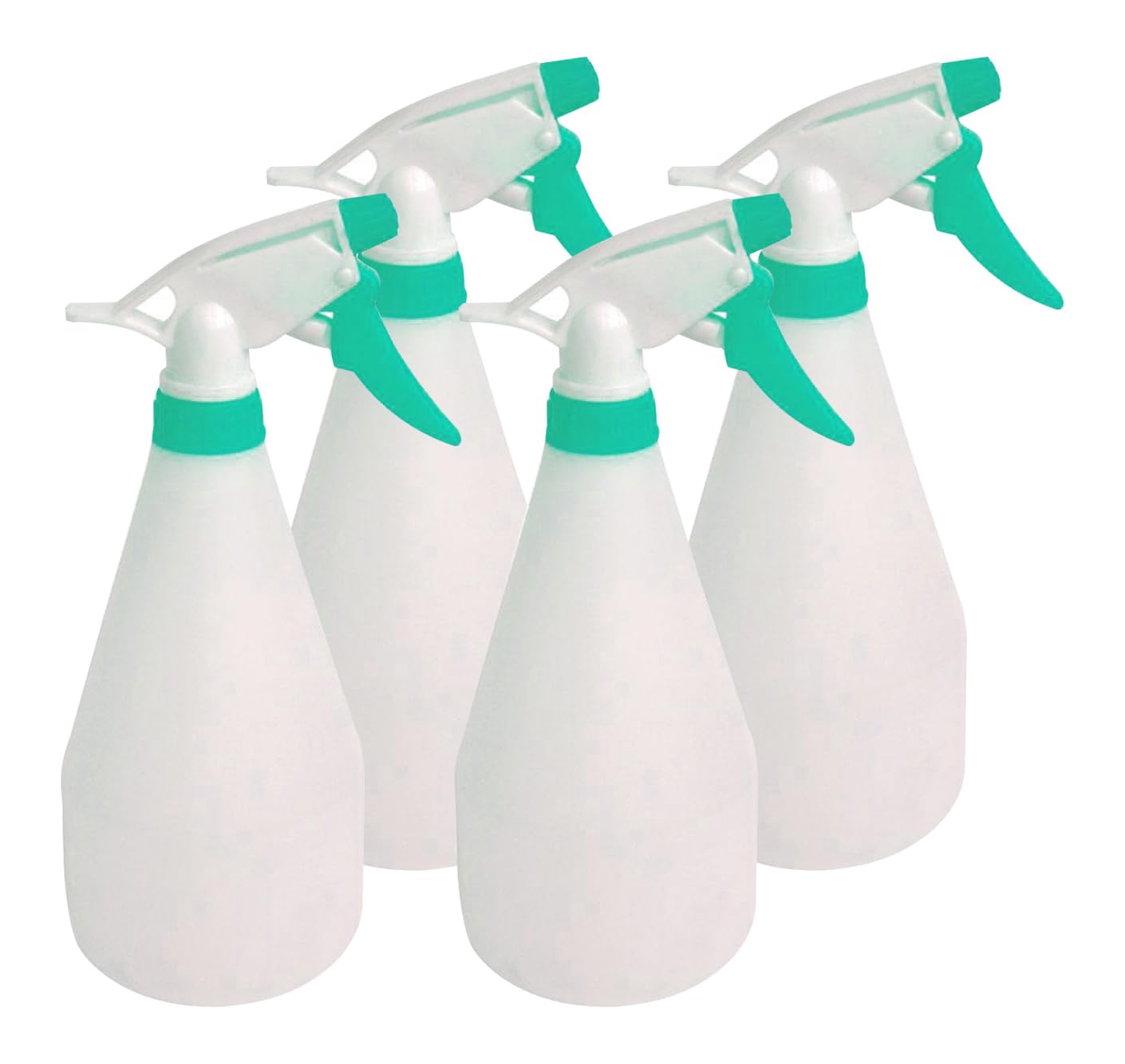 Eco Care 4 Packs (750ml - 25oz) Empty Plastic Spray Bottles, Heavy Duty Refillable with Adjustable Nozzle and Measurements for All Purpose Cleaning Solutions-Green