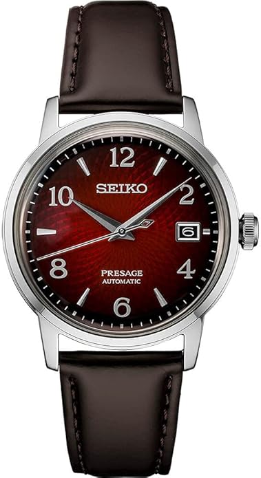SEIKO Automatic Watch for Men - Presage Cocktail Time - Patterned with Golden Numerals and Date Calendar, 50m Water-Resistant