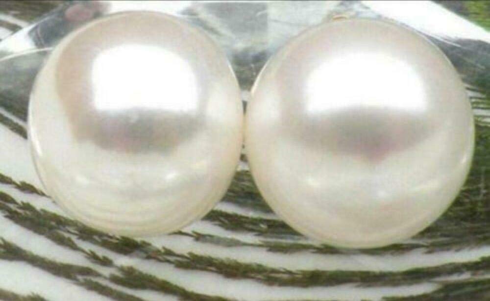 13-14mm Natural White South Sea Pearl Earring 14k
