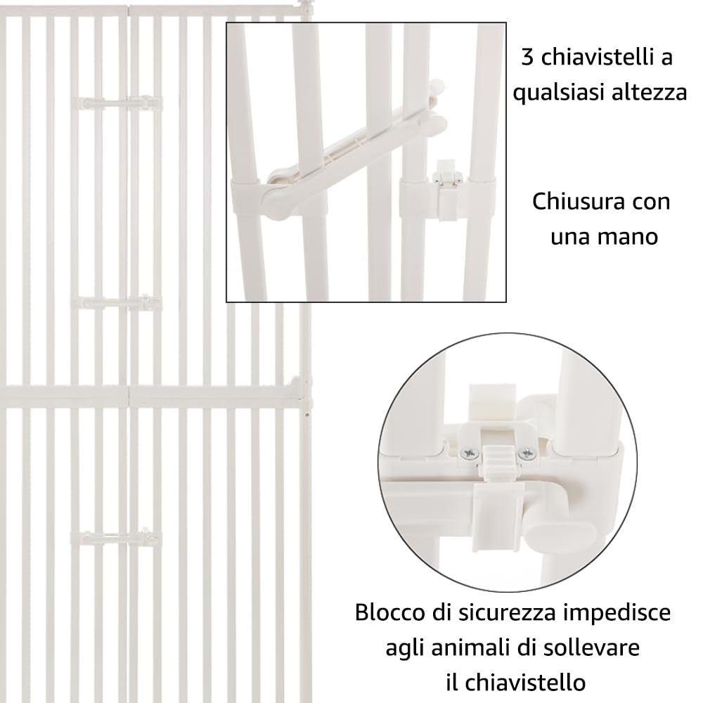 unipaws Griglia extra alta per gatti 190 cm, con porta gatto e serratura della porta, distanza tra le barre strette, altezza regolabile 190 – 250 cm, fissaggio a morsetto senza foratura, per interni