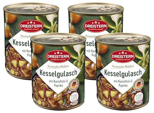 DREISTERN Schweinegulasch mit Kartoffeln, 800 gramm (Packung mit 4)