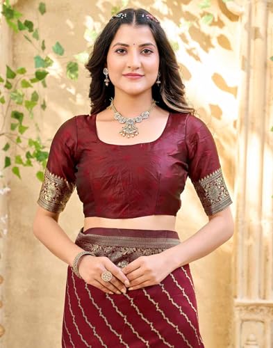 Image of SIRIL Women's Banarasi Silk Saree Pure Silk Saree With Unstitched Blouse Piece