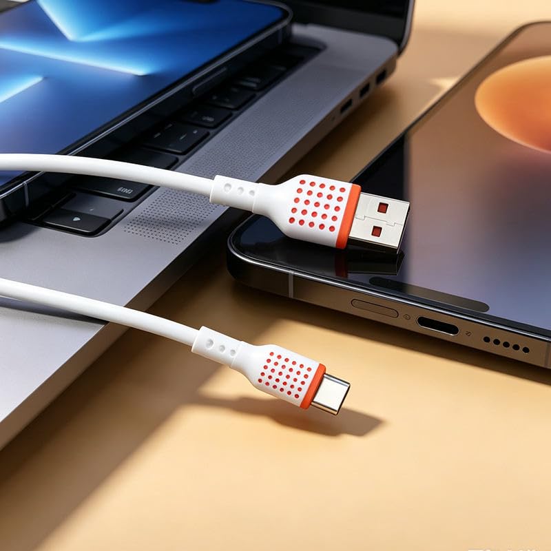 Image of New Silicon 65W USB to Type-C Fast Charging Cable 1Meter- 5.0A PD High-Speed Charger & 480Mbps Data Sync Cable Compatible with Smartphones, Android & USB-C Devices