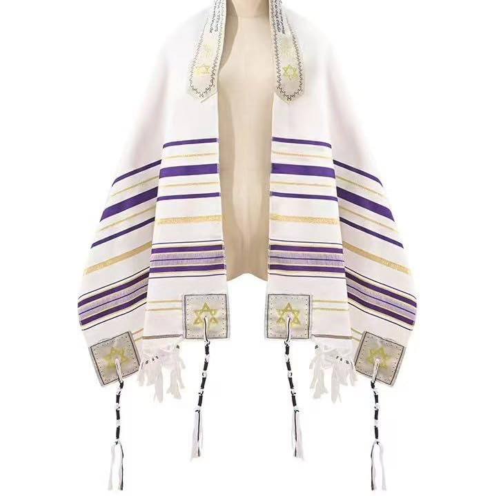 Tallit Prayer Shawl 72x 22 with Bag For Men & Women (1 purple)