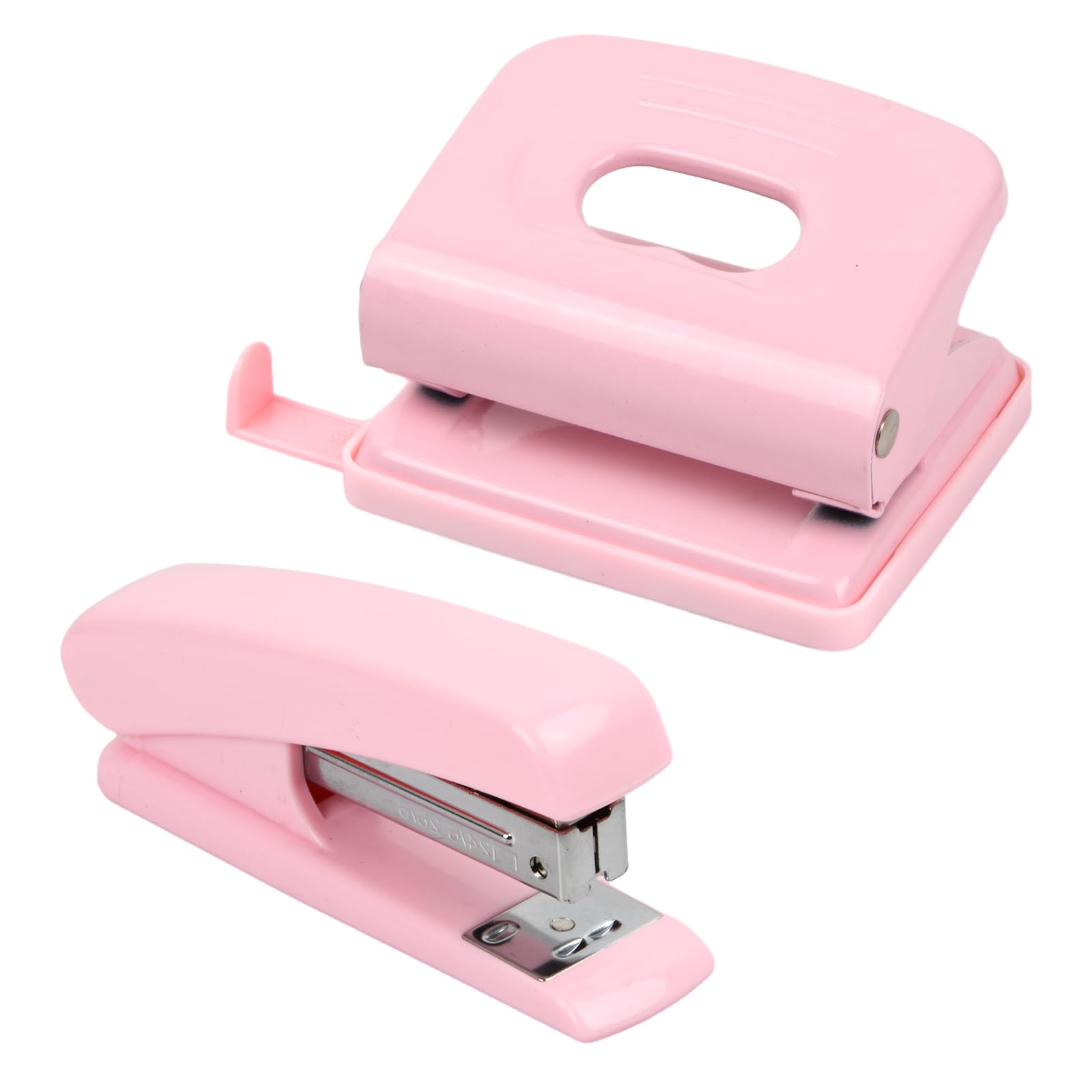 Cozlly Juego de Grapadora y Perforadora Rosa, Perforadora Papel 2 Agujeros, Pequeña Grapadora Oficina, Perforadora Esquinas Redondas, Grapadora Perforadora Esfuerzo Reducido para Oficina Escuela Casa