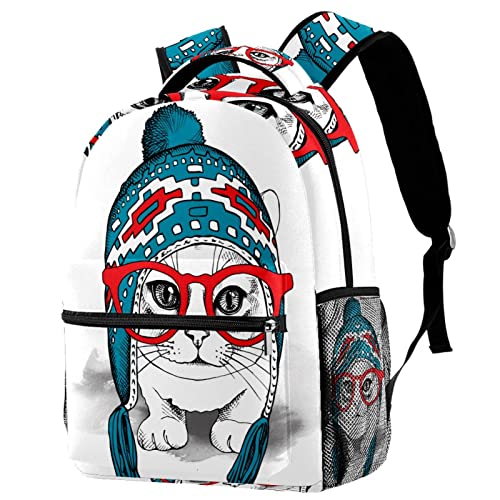 Mochila de viaje para negocios y trabajo con estampado escolar gato