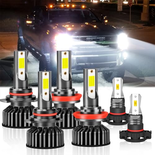 For Dodge Durango ?2011-2013? 9005 H11 5202 Fog Lights Bulbs, 1:1 Size, 500% Brightness, 6500K Cool White, Fan Cooled, Plug-N-Play, 50,000 Hours, IP68 Waterproof, CANbus Ready, Pack of 6