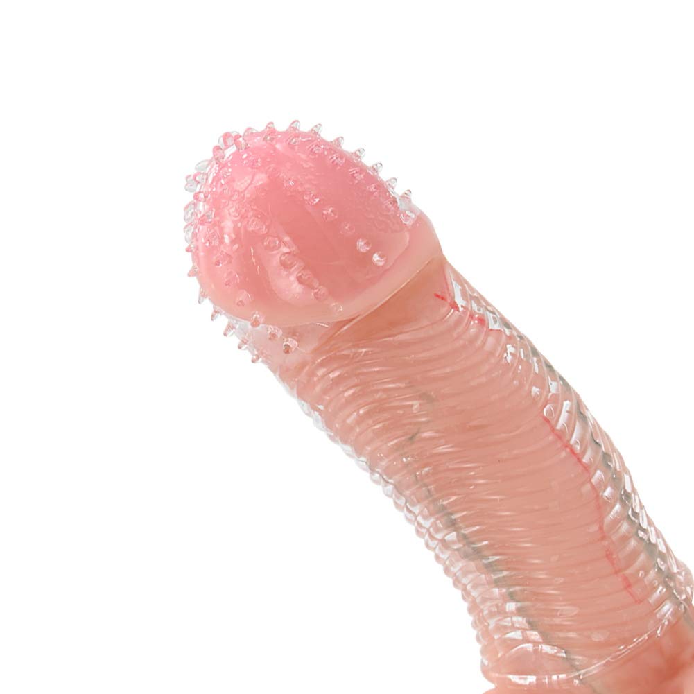 Confezione da 4 custodie spesse in silicone trasparente, riutilizzabili, per stimolazione intensiva del pene e miglioramento dell'erezione