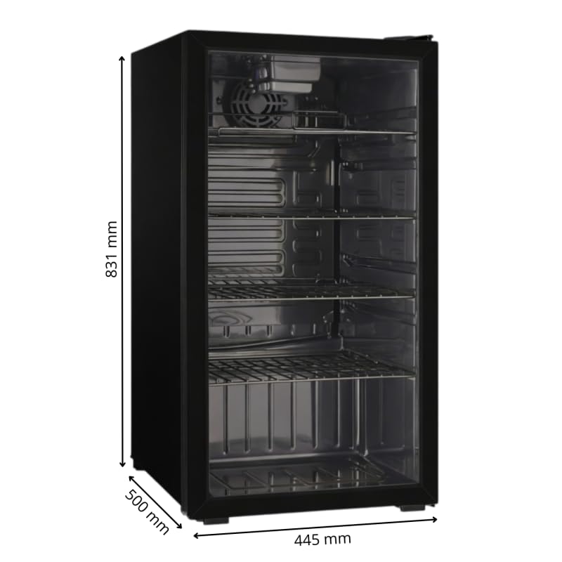 Armoire à Boissons Réfrigérée 92L - Température +2/+10°C - 4 Grilles - Porte avec Serrure - Éclairage LED - Noire