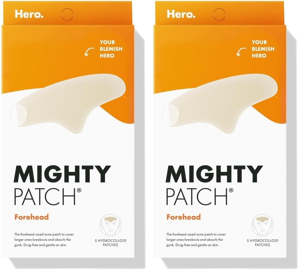 Mighty Patch Hero Cosmetics Forehead Patch - Hydrocolloid Acne Pimple Patch Contoured to Cover Larger Area of Zits