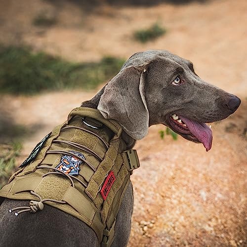 OneTigris Hundegeschirr, FIRE WATCHER Taktische Geschirr Sicherheitsgeschirr Hunde Hundeweste mit 1 Griffe und 2 D-Ring 1000D Nylon (S, Braun)