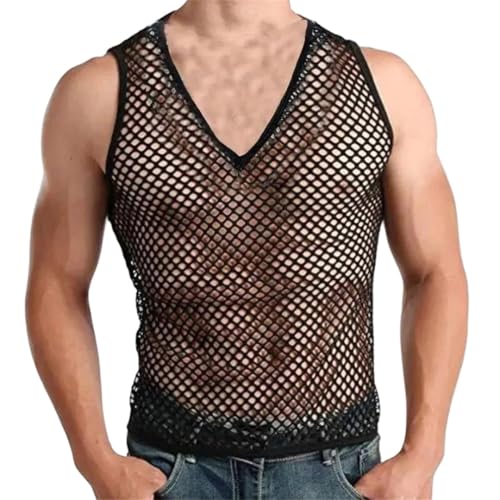 Camiseta sin mangas para hombre de malla holgada para verano