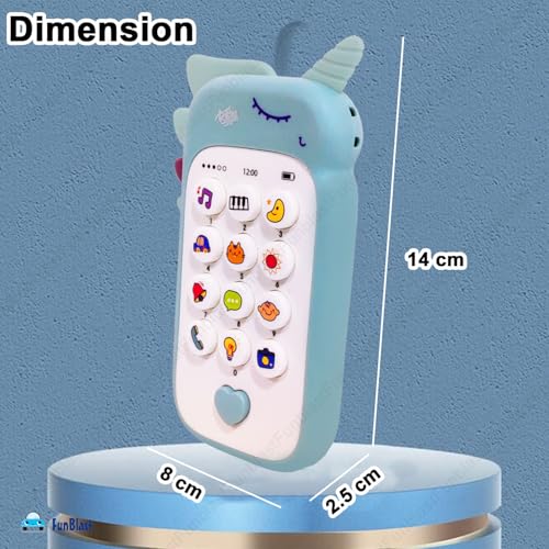 Image of FunBlast Cartoon Musical Mobile Phone for Kids, Mobile with Light & Sound Toys for Babies | Educational Toys for Kids 3+ Years /Boys /Girls-1 Unit (Blue2)