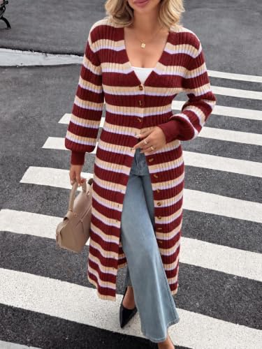 Image of Saodimallsu Womens Long Duster Cardigans Button Down Maxi Sweater Dress