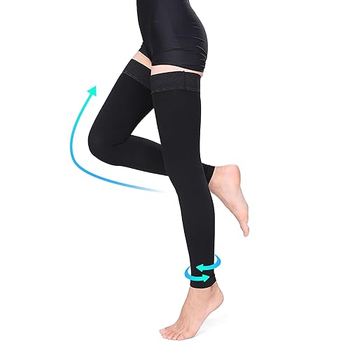 Miniatura 2 de Medias de compresión altas hasta el muslo para mujer, 30-40mmHg, manga sin pies, calcetines varicosas